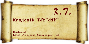 Krajcsik Tádé névjegykártya
